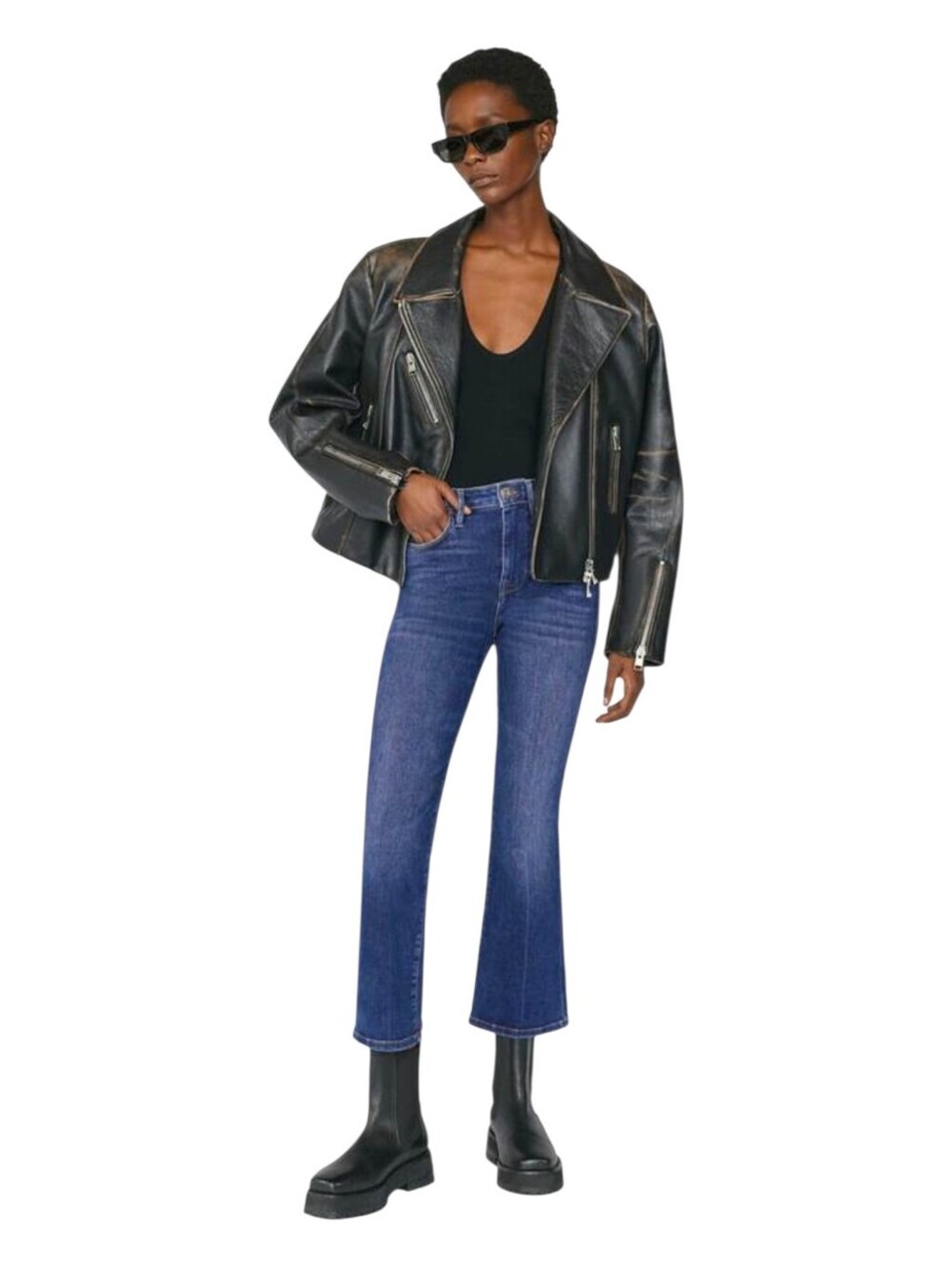 FRAME Womens Prima Wash Le One Crop Mini Boot Denim Jeans Size 2